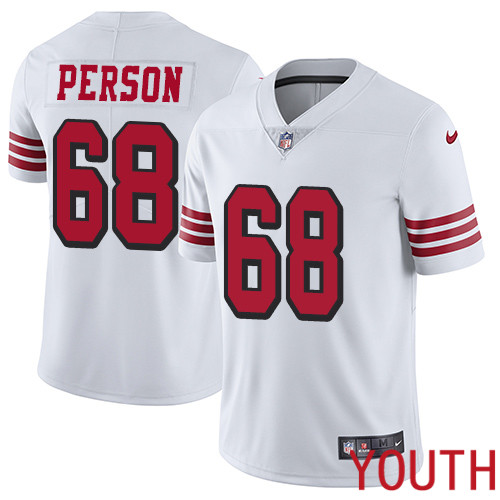San Francisco 49ers Limited White Youth Mike Person NFL Jersey #68 Rush Vapor Untouchable